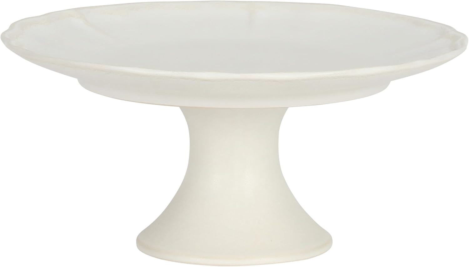 Gibson Elite Vista Rossio - Made in Portugal - 10.6 Inch White Ceramic Cake Stand, Pedestal Dessert Stand with Scalloped Rim, Cupcake Stand for Wedding, Birthday, Baby Shower, Tea Party