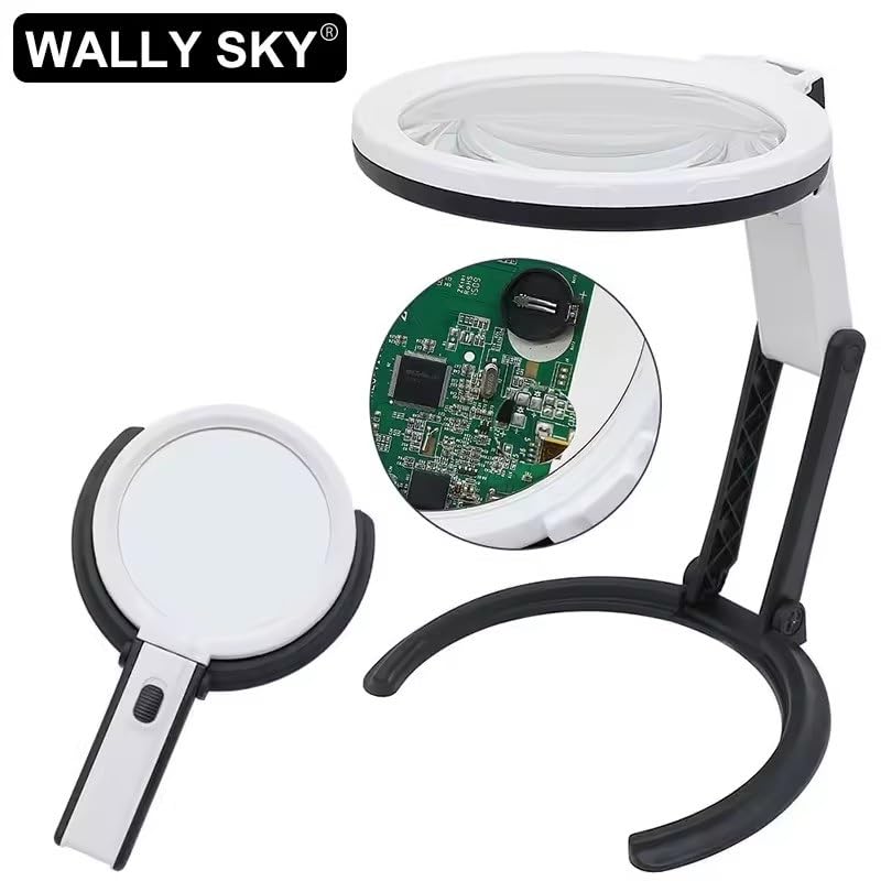 Lente d'ingrandimento da tavolo pieghevole a LED con lente d'ingrandimento 1.25X/5X