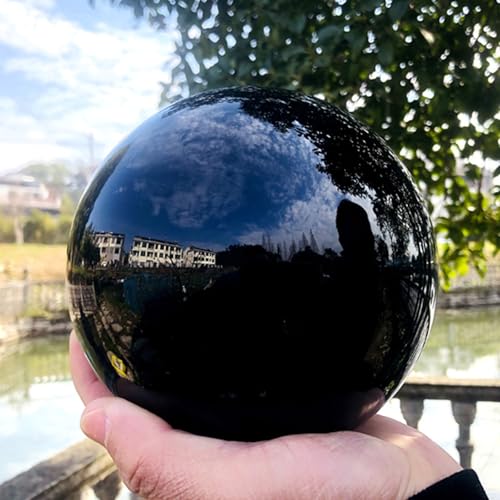 Black Obsidian Crystal Ball for Decorative, Quartz Crystal Sphere Prop Ornament for Feng Shui Divination Fortune Telling Tableto