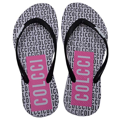 Chinelo Feminino Colcci Branco Preto e Rosa