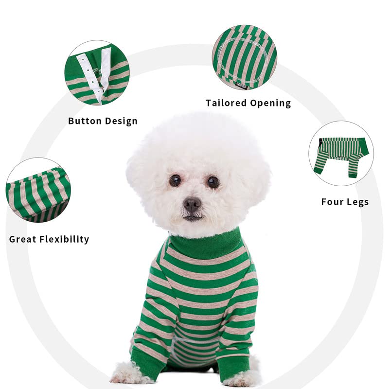 Image of Dog Surgery Recovery Suit for Small Dogs, 4-Legged Dog Onesie After Surgery with Back Snaps, Breathable Cotton Spay and Neuter Bodysuit for Female and Male Dogs