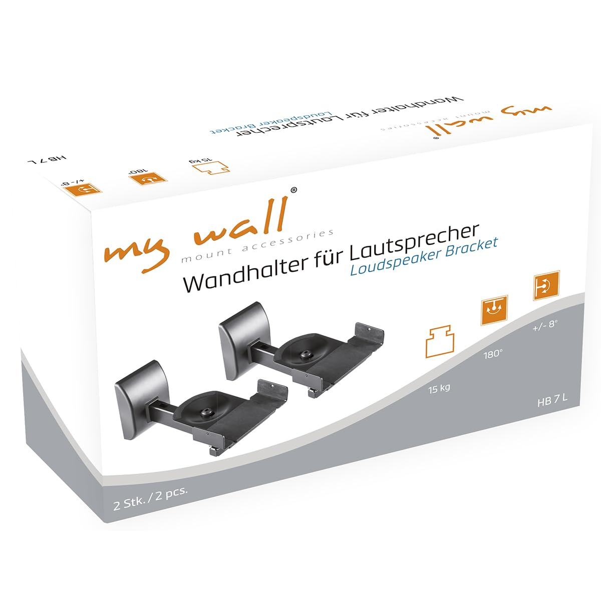 myWall HB7L supporto da parete per casse acustiche Inclinabile, Distanza dal muro (max): 286 mm Nero 2 pezzi