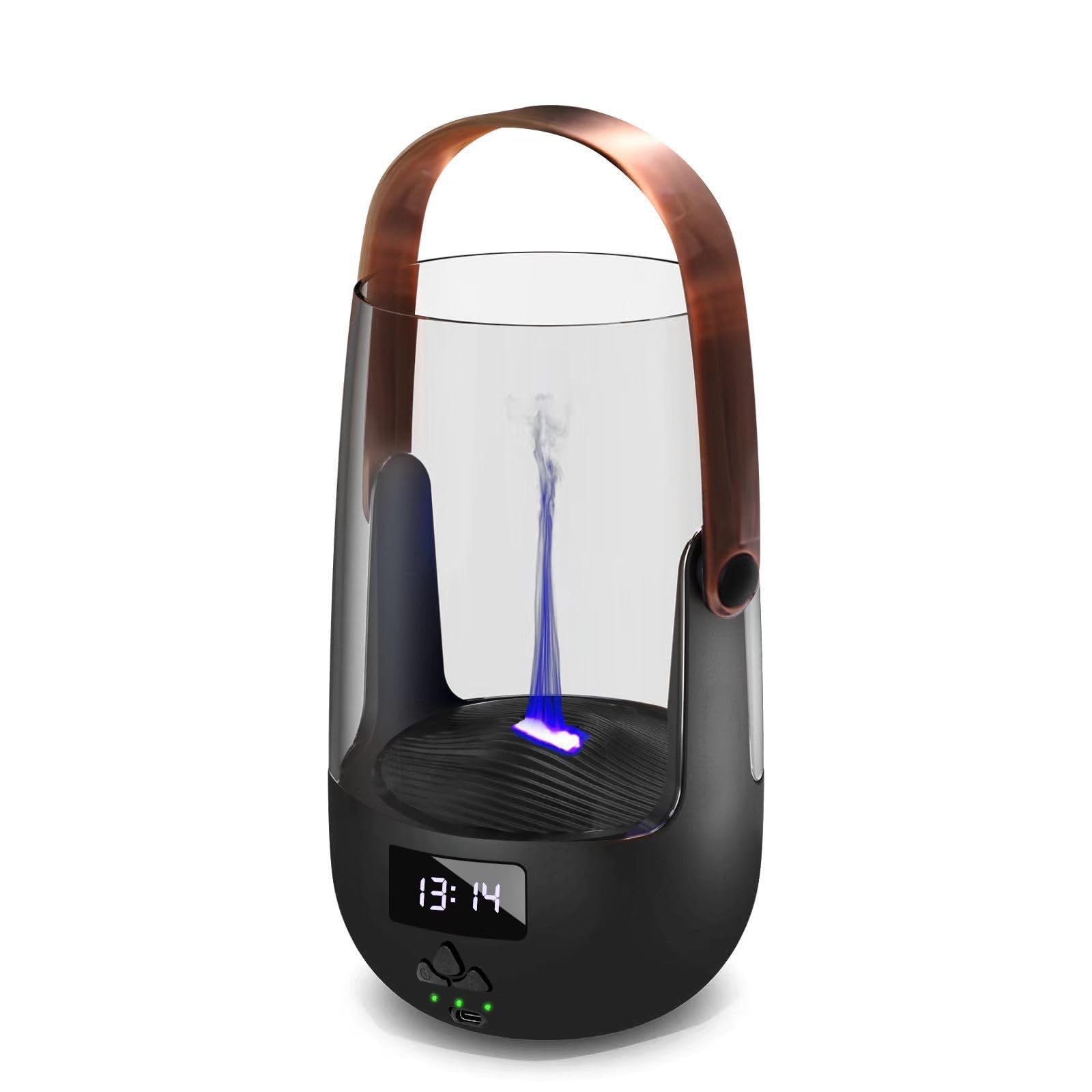 2024 New 200ml Cold Warm Dual Color Flame Aromatherapy Humidifier with LED Clock Display Water Level Protection and