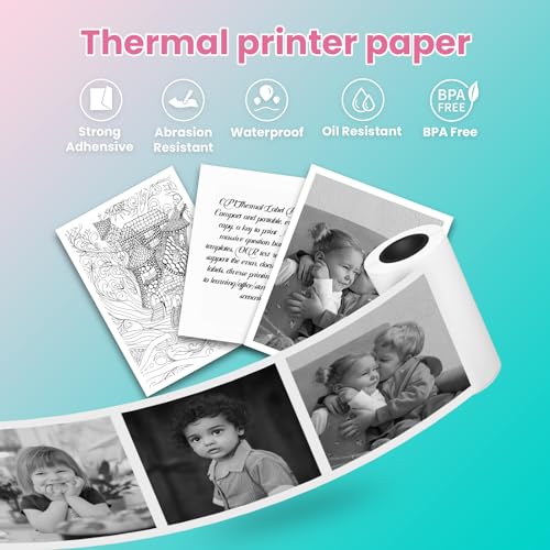 Image of Mini Printer Sticker Paper for Thermal Mini Printer iPhone M02 /T02 /M02S /M02Pro and CP1 /TP6 /TP6-S Bluetooth Pocket Printer, 5 Rolls 57mm x 30mm Mini Printer Paper for Journal,To-do-list, Item Label