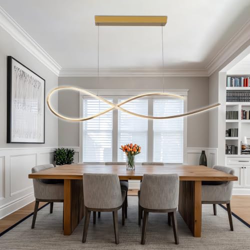 Lustre suspendu moderne en spirale dorée, luminaire haut de gamme pour bureau
