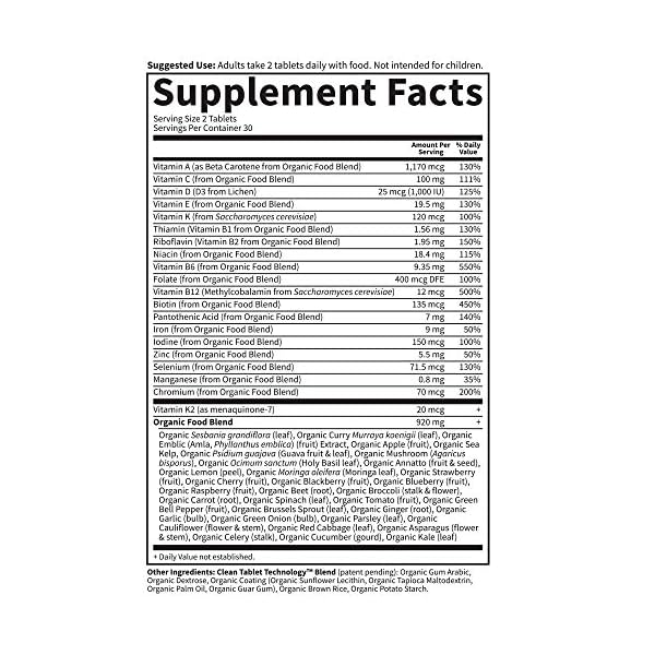 Organic-Multivitamin-for-Women-by-Garden-of-Life-mykind-Organics-Womens-Multi-with-Vitamin-C-D-Folate-B6-B12-Biotin-Iron-Vegan-Whole-Food-Vitamins-for-Women-Energy-Skin-Nails-60-Tablets Garden of Life Organics Organic Multivitamin for Women - Womens Multi with Vitamin C, D, Folate, B6, B12, Biotin, Iron, Vegan Whole Food Vitamins for Women, Energy, Skin, Nails, 60 Tablets