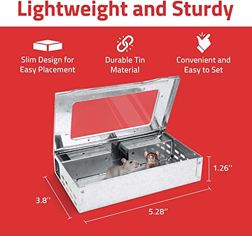 Tin Cat Multi-Catch And Release Humane Live Mouse Trap With Clear Window Lid For Indoor Outdoor Use | Sold By Canadian Supplier Local Pest Control (12 Pack) #TOP2