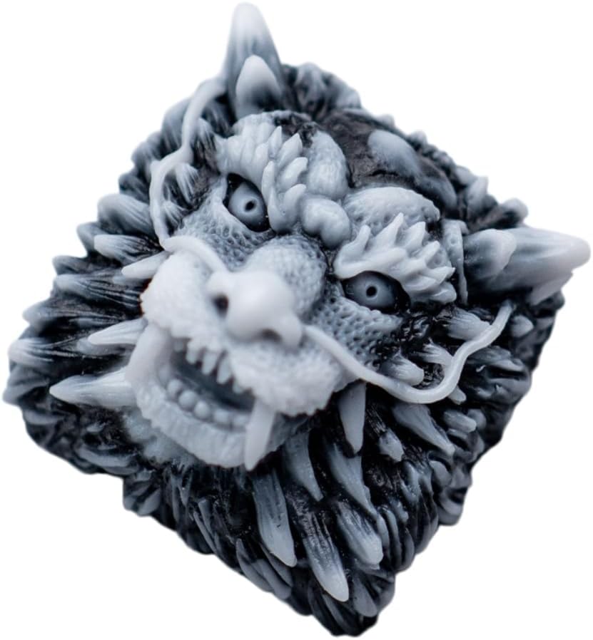 Psivika Artisan Keycap Shpaed Keycap Delicate Hand Engraved Resin Key Cap Cherry MX Switch Compatible Mechanical Keyboard (White)