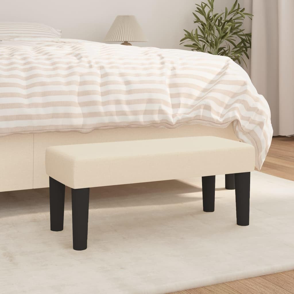 Banc en tissu crème 70 x 30 x 30 cm rembourré pour salon moderne