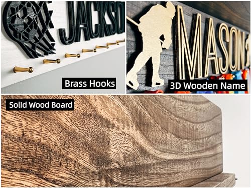 Image of Personalized Medal Holder And Trophy Shelf With 3D Name,Custom Wooden Medal Hanger Display For Awards or Ribbons,Trophy Display Shelf,Medals Awards Rack For Wall