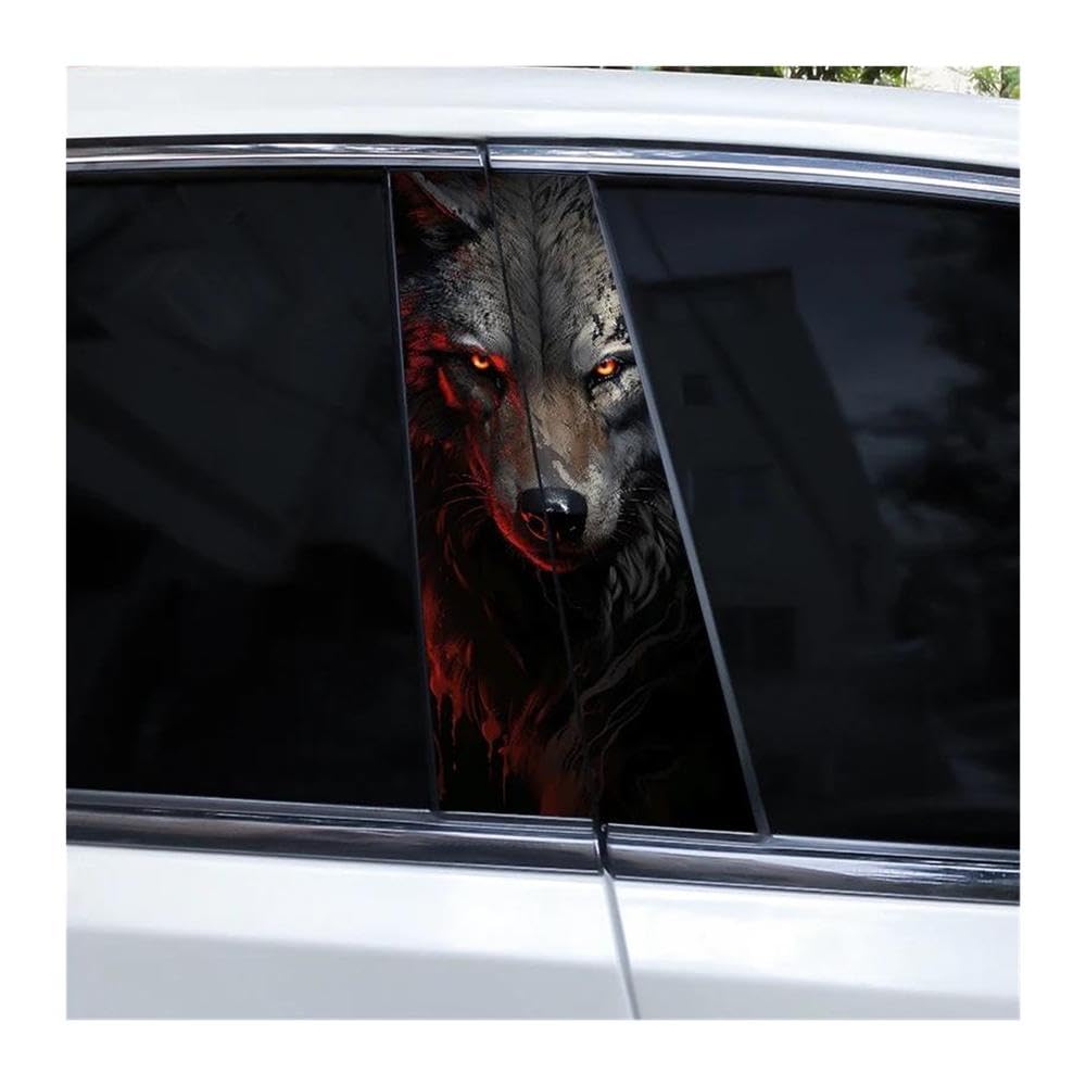 Body Parts 2pcs Fierce Animal Theme Car Center Pillar Decals Waterproof Door Pillar Stickers(C)