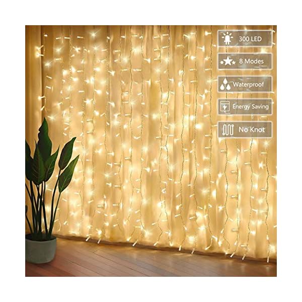JOLVVN LED Lichtervorhang 3x3m,300 LED Innen Lichterkette Vorhang 8 Modi Lichterketten für Partydekoration spezialle…