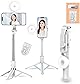 自撮り棒 スマホスタンド 三脚 LEDライト リモコン両方を充電できます リモコン上下左右にページをめくったりできる iphone & android対応 セルカ棒 iphone 自撮り棒 三脚 卓上 軽量 140cm＆9段階伸縮 携帯スタンド 折りたたみ式 セルカ棒 デジカメ兼用 4-7インチ多機種対応 セルフィー/撮影用スタンド/動画鑑賞/生放送に最適 (白)