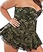 SEMATOMALA Women's Camo Corset Top and Skirt Set Lace Up Bustier Waist Cincher Pleated Flared Mini Skirts 2 Piece Clubwear(CA,XL)
