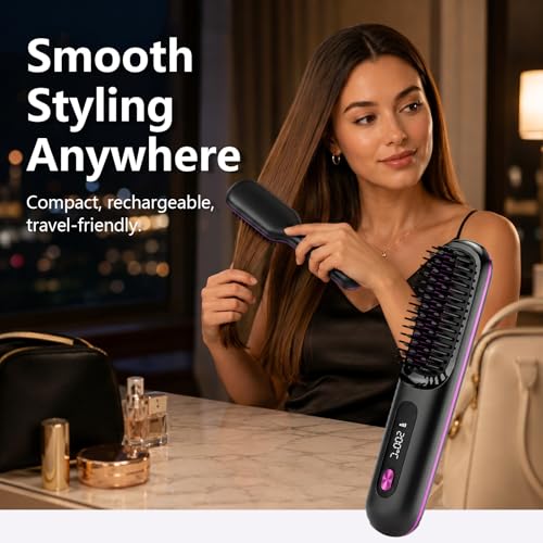Cepillo alisador de cabello inalámbrico XUNIQ portátil miniatura 2