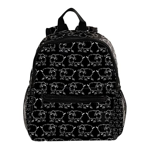 Sac à dos mignon simple motif mouton noir 30,5 cm pour enfants idée cadeau originale