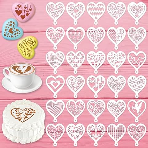 MWOOT 30 Pcs Heart-Shaped Cookie Stencils Cover