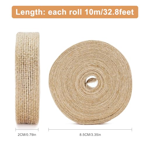 KINGLAKE 2cm Hessian Ribbon Roll, 60m Burlap Jute Ribbon for Gift Wrapping Natural Brown Craft Ribbons for Crafting Florist - Image 2
