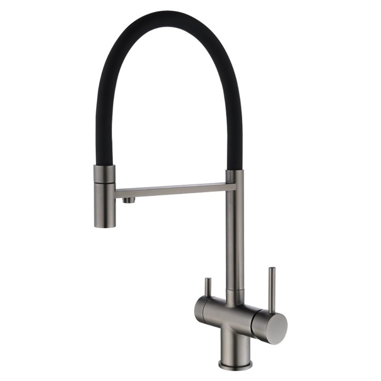 FCXWEVR 3-Way Kitchen Faucet with Pull Down Sprayer Dual Handle Drinking Water Tap Osmosis System Grey Finish Versatile Kitchen Sink Mixer for Easy Use and Stylish Design