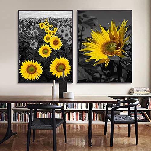 Art affiche et impressions style nordique fleurs noir et blanc