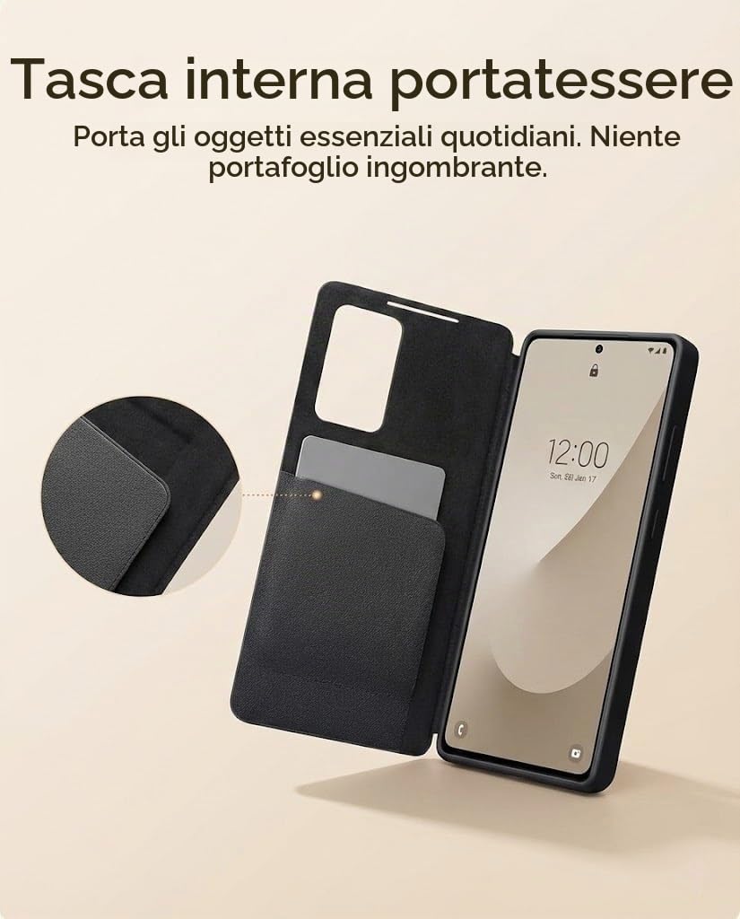Custodia Folio per Samsung Galaxy S26 Ultra, Flip Cover con Finestra Smart View, Porta Carte Integrato, Cover Protettiva Sottile con Protezione Fotocamera(Black)