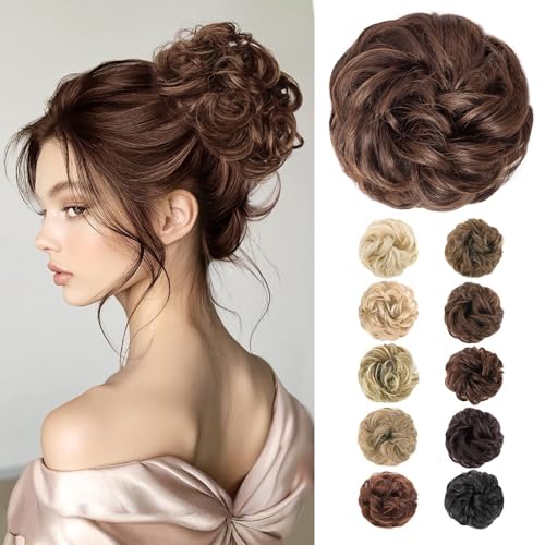 MORICA Messy Hair Bun Hair Scrunchies Extension Curly Wavy fake hair bun Synthetic Chignon hair pieces for Women(4/30#)