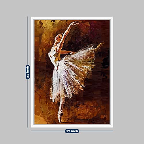 Image of PAINTINGMANTRA Dancing Lady Theme Canvas Painting with Wooden Frame (Size - 23 x 17 Inch each,Total Dimensions: 23 x 17 Inch, Color - Golden)