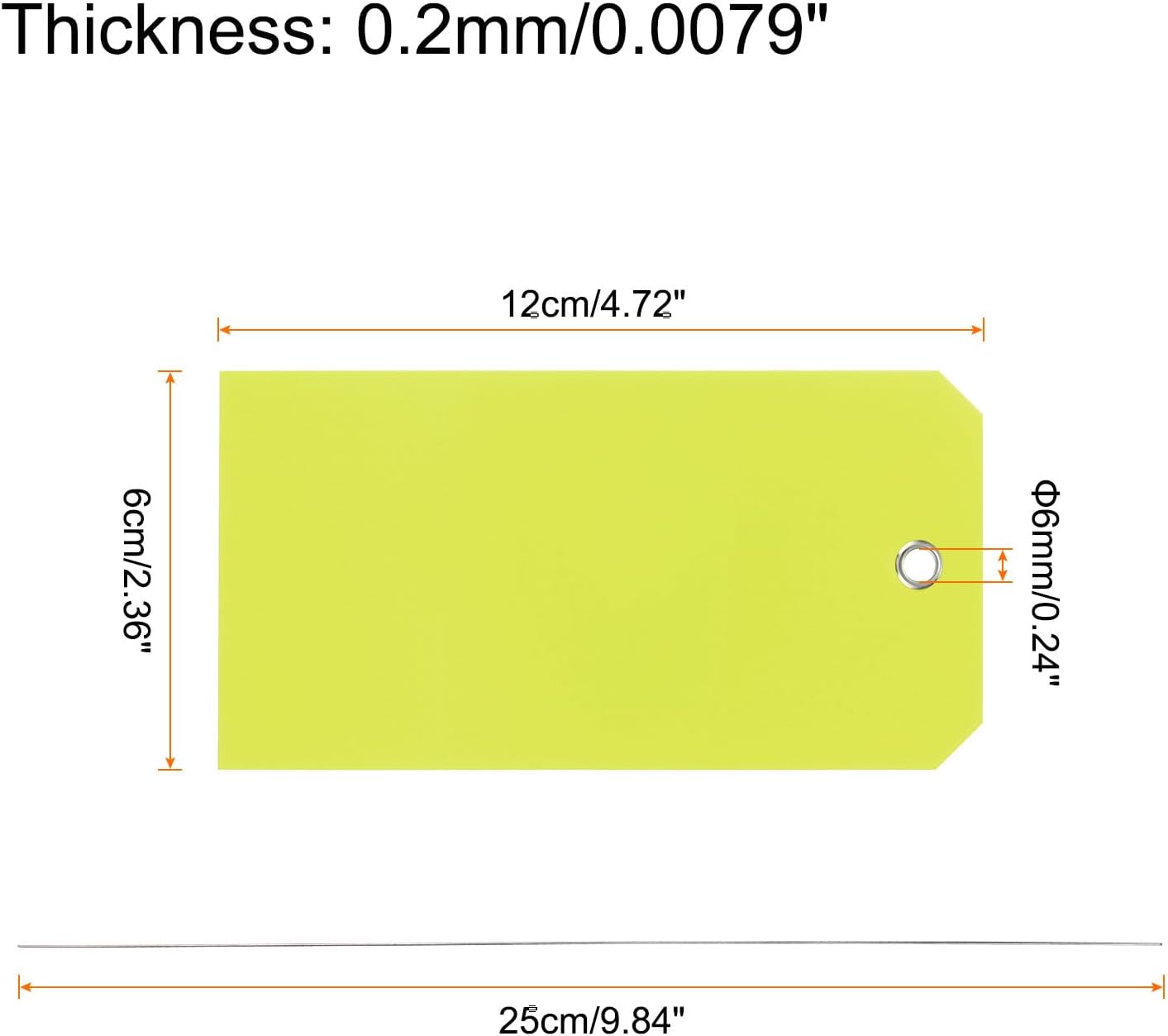 500Pcs Plastic Shipping Tags 4.72x2.36 Inch Yellow Waterproof Labeling Tags with Wire for Luggage Garage Equipment Inventory Car Parts Name Price