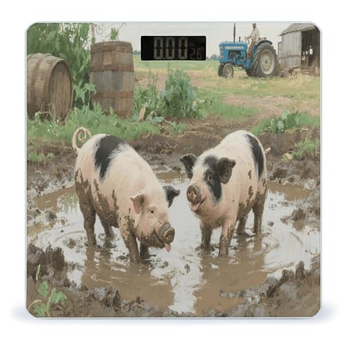 Báscula Digital de Baño Farm Animal Pig con Pantalla LED