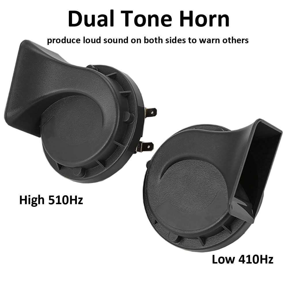 2Pcs 12V Trombe Auto 120db Super Forte Tromba per Camion Aria Elettrica Clacson Camion Impermeabile Corno di lumaca Horn Doppio Tono Veicolo Motociclo