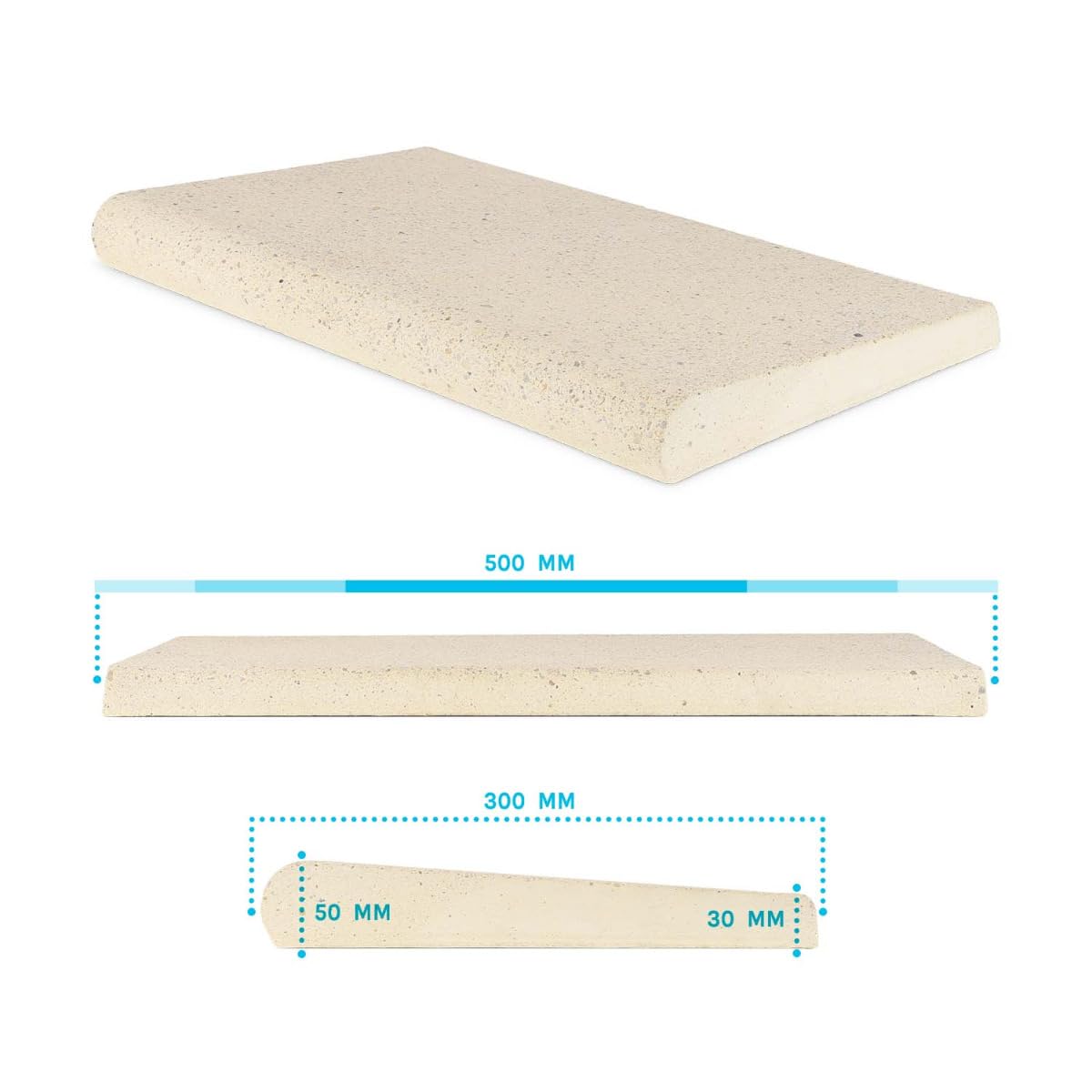 Paradies Pool Pool Beckenrandstein Komplettset oval 300 x 500 cm Sand Welle Schwallkante Poolrandstein