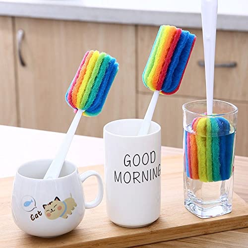 Image of gofidin 4PCS Cleaning Bottle Washer Coffee Cup Cleaning Colorful Sponge Cleaner Cup Washing Brush Long Bottle Brush