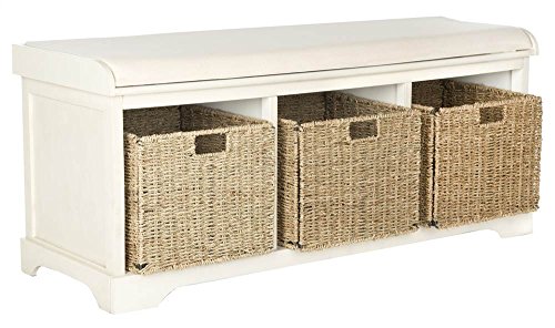 SAFAVIEH Furniture - Lonan Storage Bench - Vintage White - Solid...