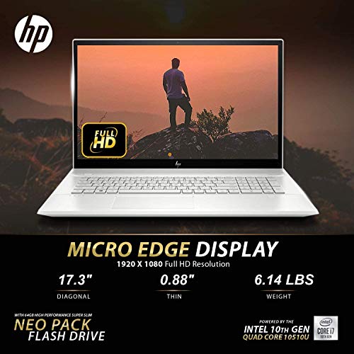 CUK Envy 17t by HP 17 Inch Business Notebook (Intel Core i7, 16GB RAM, 512GB NVMe + 32GB Optane, NVIDIA GeForce MX450 2GB, 17.3\" FHD Touch, Wi-Fi, Windows 10 Pro) Professional Student Laptop Computer - Thumbnail 3
