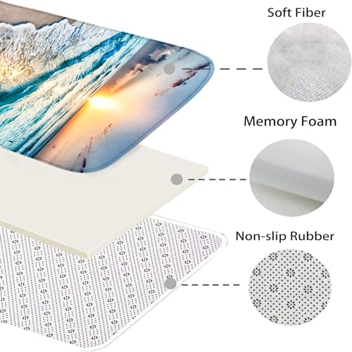 Badematte Blick auf das Meer bei Sonnenuntergang Badezimmerteppich Set 3 Teilig Mikrofaser Badteppiche und WC Vorleger mit Ausschnitt Waschbar rutschfeste Badvorleger Toilette Teppich – Bild 6