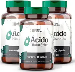 Ácido Hialurônico - 500mg com 60 cápsulas - 3 potes