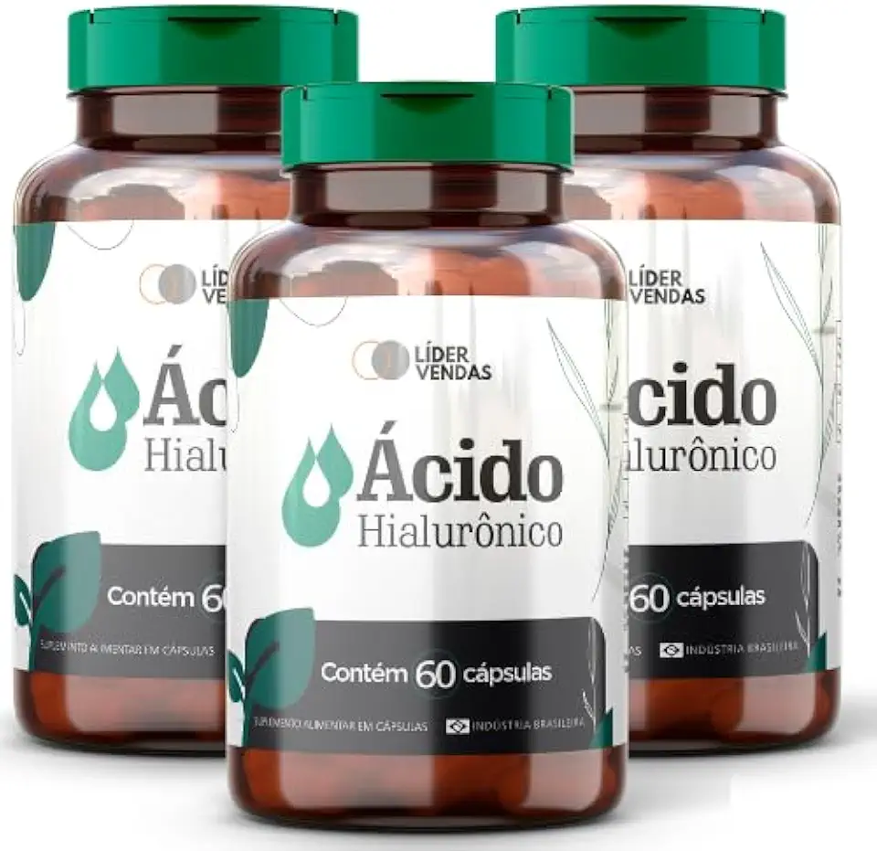Ácido Hialurônico - 500mg com 60 cápsulas - 3 potes