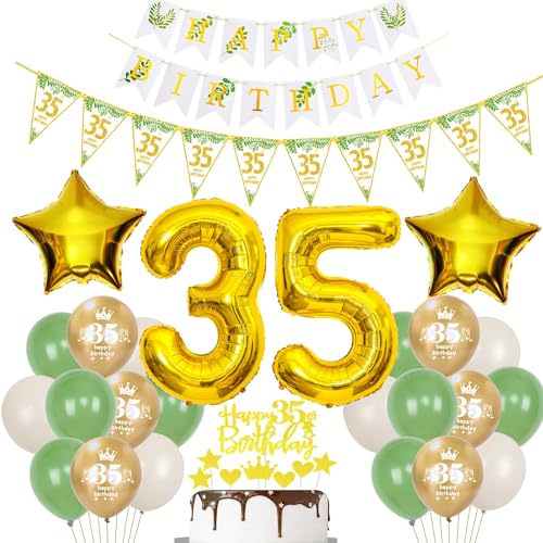 oro palloncini 35 anni compleanno donna decorazioni torta 35 anni