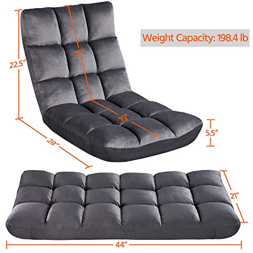 Sillón plegable de piso peluche gris miniatura 3