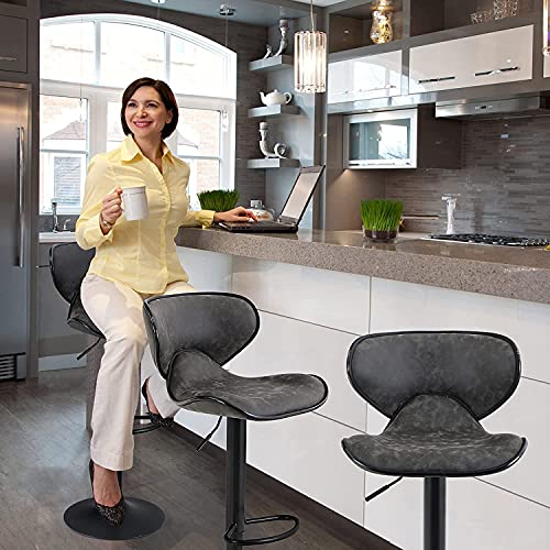 Phi Villa Swivel Bar Stools Counter Height Set Of 4, Adjustable Height, Low Shell Back, Grey, 4 Packs #TOP5