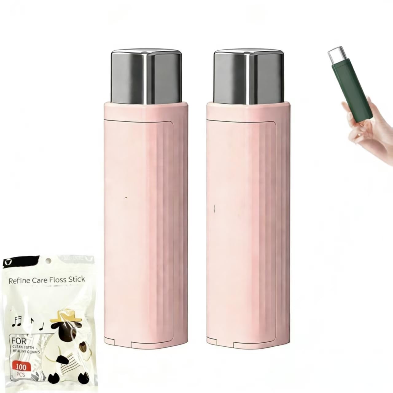 Portable Floss Dispenser, Pink, 2 Pcs
