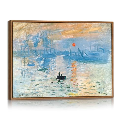 Quadri Moderni con Cornice Monet Impressione Alba Stampe da Parete Riproduzione Paesaggio Marino All'alba Quadro Viaggio Oceanico Astratto Stampa Su Tela Decor per Soggiorno Camera da Letto 30X40cm