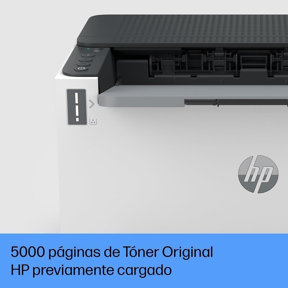 HP LaserTank 2504dw, 2R7F4A, Impresora Monocromo con Tóner Integrado de Recarga Rápida, Doble Cara Automática, 22 ppm, hasta 5000 Páginas, Wi‑Fi, USB, LCD, Blanca