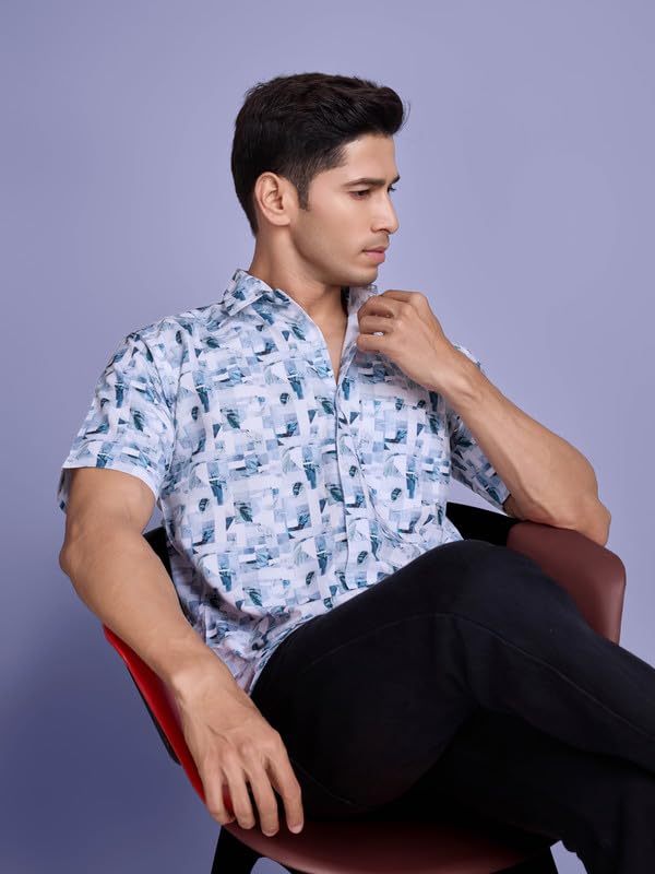 Image of Pinkmint Stylish Shirt for Men ll Printed Half Sleeve Shirt's ll Regular Fit Chest Pocket Shirt
