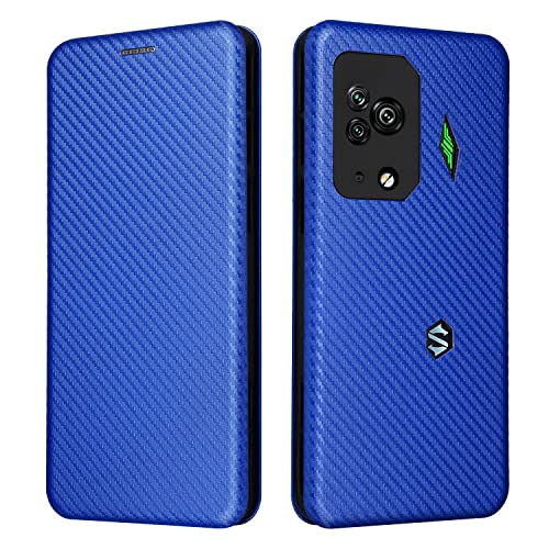 Funda con tapa para Xiaomi Black Shark 5 Pro, de fibra de carbono de poliuretano + TPU híbrida, a prueba de golpes, funda tipo cartera con correa, soporte, funda tipo cartera para Xiaomi Black Shark