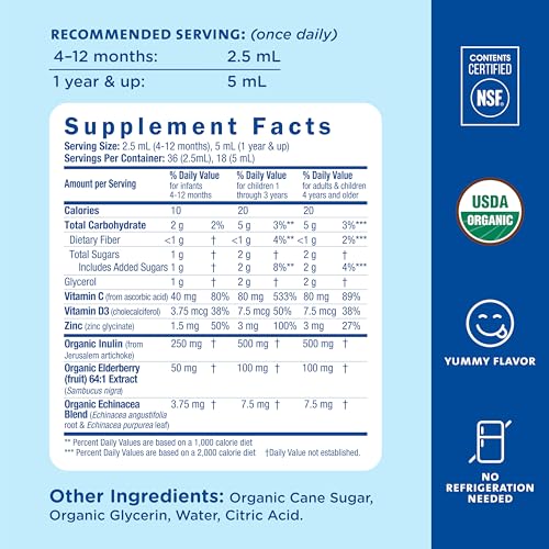 Mommy's Bliss Organic Baby Elderberry Drops, Immune Support with Vitamins, Prebiotics, Zinc & Organic Echinacea, Age 4 Months +, 3 Fl Oz (36 Servings) - Image 6