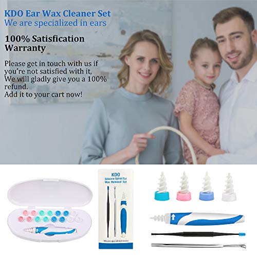 Q-Grips-Earwax-Remover Ear Wax Removal Tool Ear Wax Remover Silicone Ear Cleaner Safe Soft Q Twist Spiral Smart Reusable Q Grip Ear Picker Clean Kit 16 Replacement Tips for Adults Kids Humans
