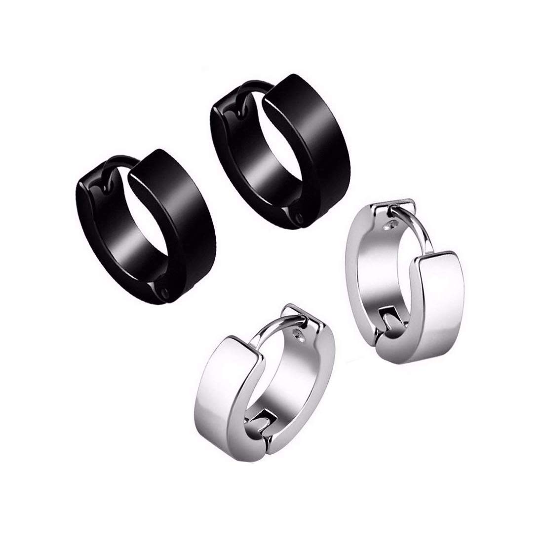 Metal Stud Earrings for Men & Boys, Black-image-29