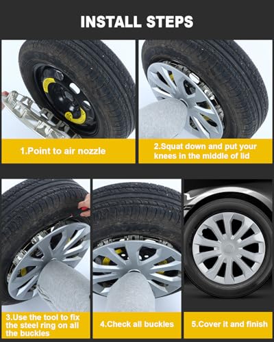 Image of ABX Hubcap Wheel Covers Hub Caps 16 Inch Set of 4 Silver Universal Wheel Rim Cover R16 Stylish Car Decor Wheel Covers for Toyota Camry Nissan Mazda (silver-04, 16 inch)