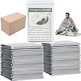 MIXIAO Emergency Foil Blanket Silver (25 Pack), Survival Thermal Mylar Blankets Individually Packaged Perfect for Outdoors, Hiking, Survival, Marathons or First Aid